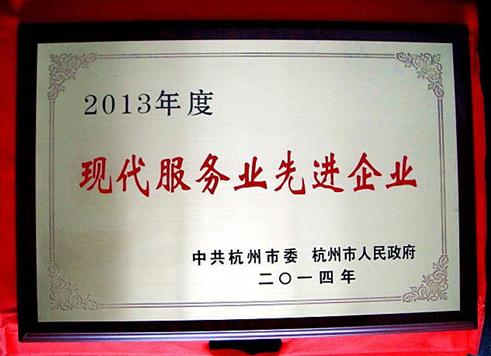 2014年6月，集团获杭州市委市政府命名的“2013年度现代服务业先进企业”称号