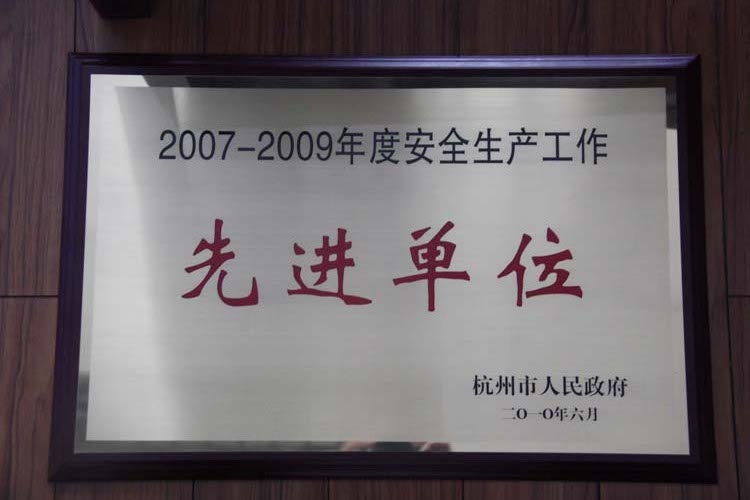 U乐国际集团获评杭州市人民政府“2007-2009年度安全生产工作先进单位”